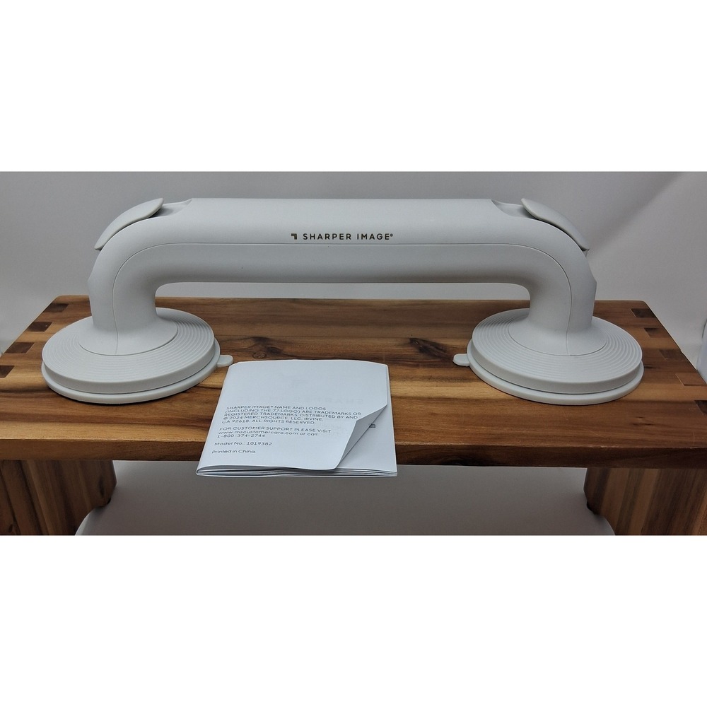 Sharper Image Deluxe Grip Bar White Suction Cup Shower Safety Handle 13.6in